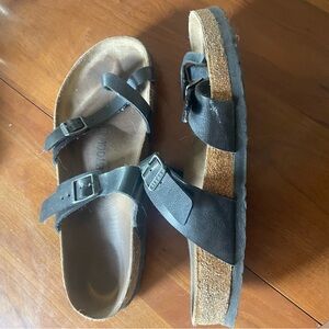 Black Leather Sandals with Buckles